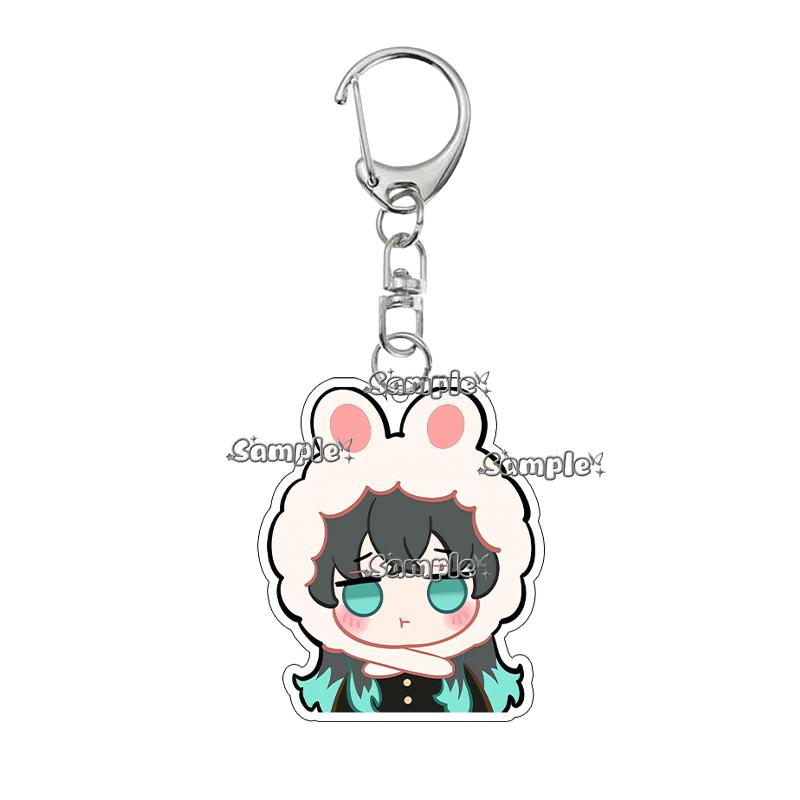 Q Version Anime Acrylic Agatsuma Zenitsu Tsuyuri Kanawo Kochou Tanjiro Nezuko Cartoon Kawaii Keychain Pendant Decor Fans Gifts