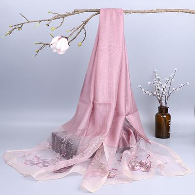 Silk Scarf for Women, Spring and Summer Embroidered Gold Thread Wool Scarf, Ladies' Embroidered Mulberry Silk Cheongsam Shawl with Gold Thread