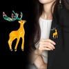 Christmas Rhinestone Moose Brooches for Women Unisex Animal Pins Casual Party Accessories Gifts