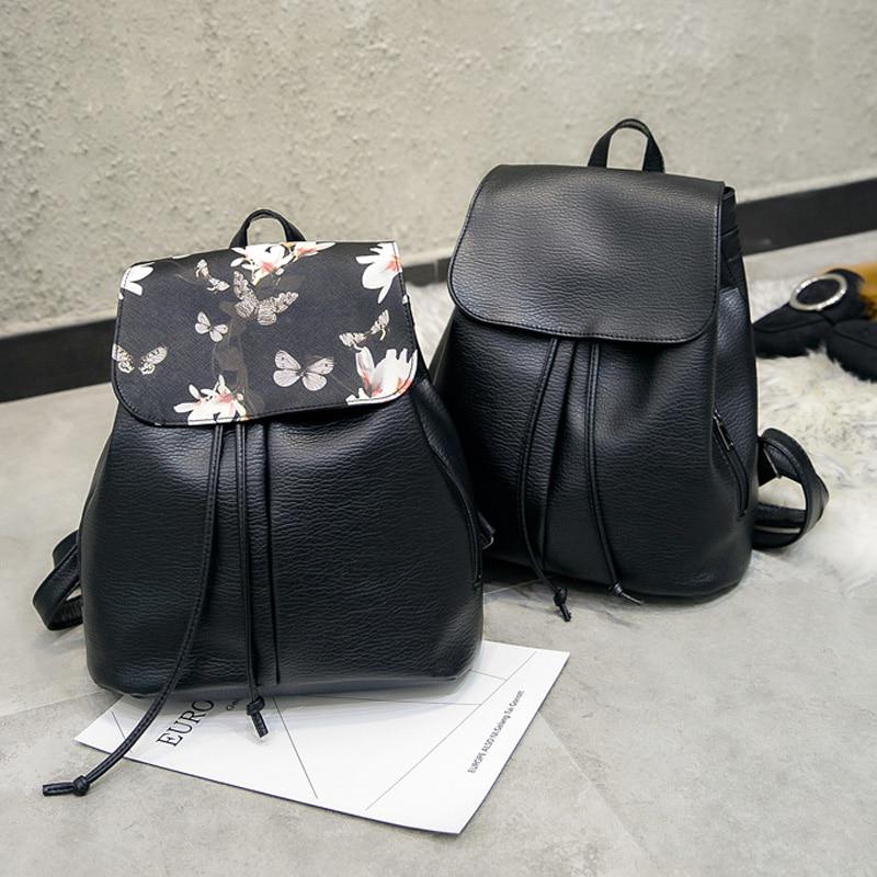 Buy Women Backpack Flower Pattern String Soft PU Leather Ladies ...