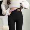 Women Winter Warm Thicken Leggings High Waist Stretchy Solid Color Trousers Velvet Thermal Yoga Pants