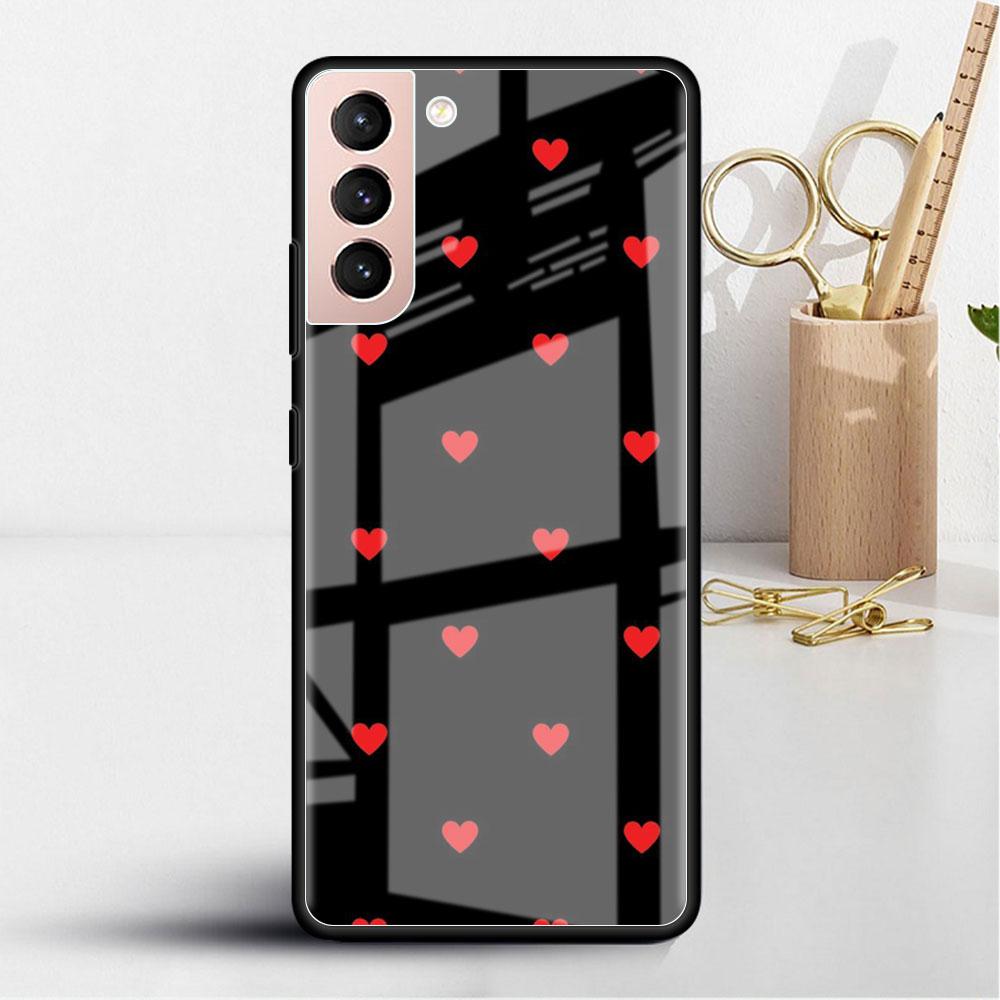 LIEBE Herz Glas Hülle Für Samsung Galaxy S22 S20 FE S21 Plus Handyhülle S10 5G S9 Note 20 Ultra 10 Lite Hülle