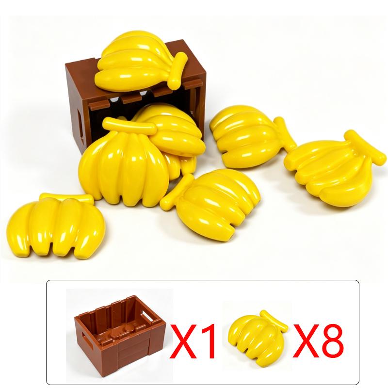 MOC City Food Building Blocks Vegetable Fruit Banana Pizza Chicken Dessert Wine Glass Printed Accessories Bricks Kids Toys N11