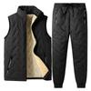 Lamb Fleece Coat with Thickened Fleece for Warmth and Casual Men's Windproof and Cotton Sleeveless Jacket Two-piece Set