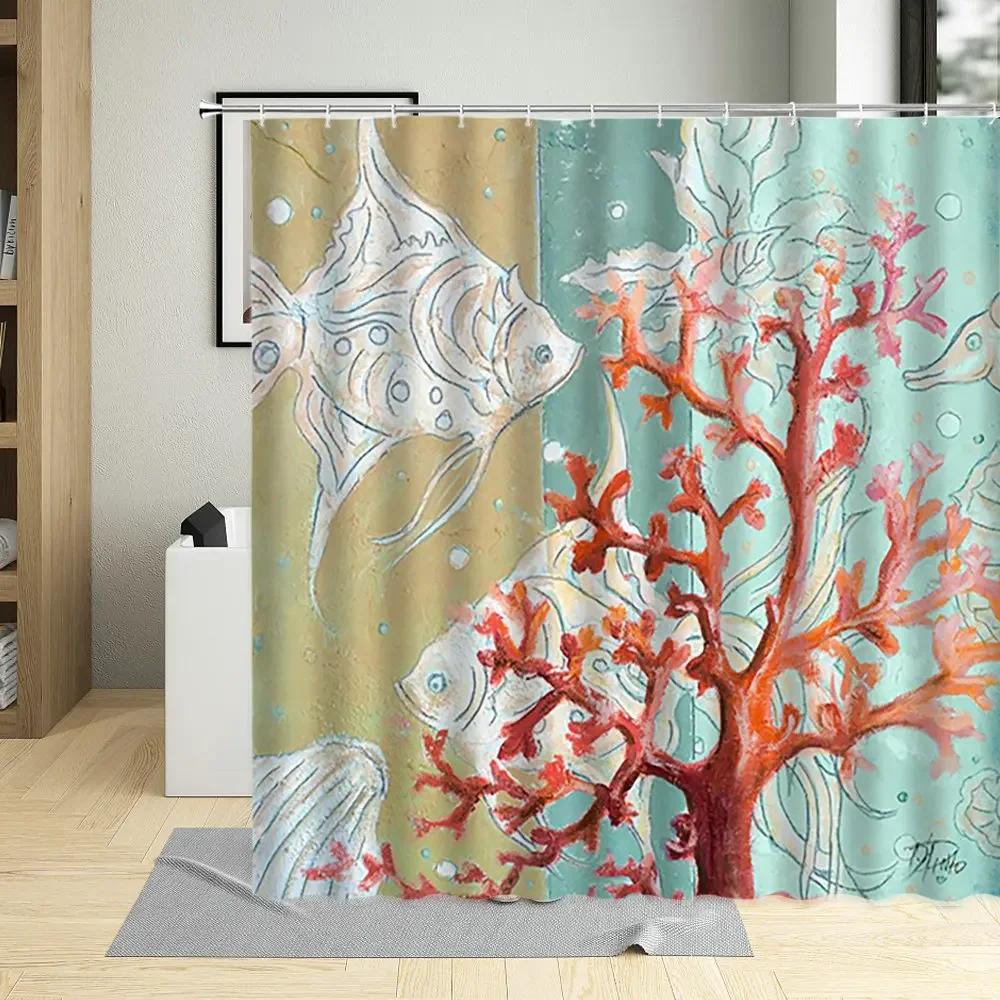3D Shower Curtains Bathroom Waterproof Cartoon Lovely Fish Child Bathtub Decor Curtains Polyester Fabric Screen With Hooks