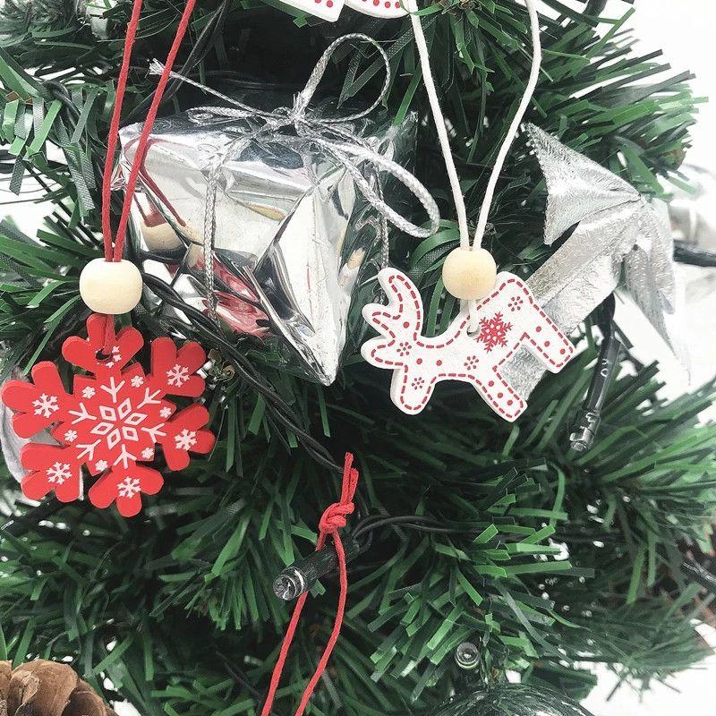 10pcs Christmas 5cm Tree Wooden Decor Xmas Home Hanging Ornaments Pendants Gift