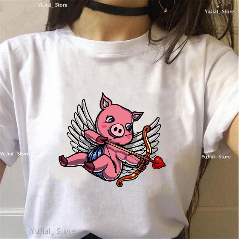 Christmas Gift Pig Animal Print Tshirt WomenS Clothing Hara Modal Fabric Women Clothing Graphic T Shirts Aesthetic Clothes