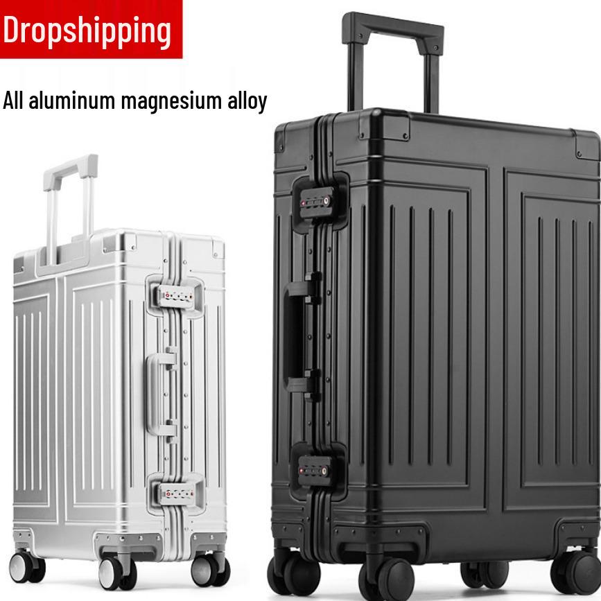 Manai Aluminum-Magnesium Alloy Trolley with Universal Wheels, Metal Luggage for Men, Women, Students, and Business Travel