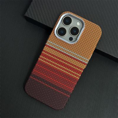 Pour iPhone 17 16 15 14 13 Pro Max 17Air Texture Relief Tissé Fibre de Carbone Coque de Téléphone MagSafe Alliage Objectif Couverture Recharge Sans Fil