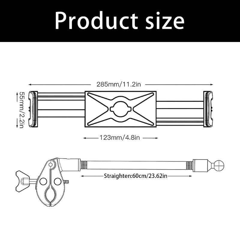 360 Degree Rotating Mobile Phone Clamp/Magnetic Holder Gooseneck Bracket for Cellphone Tablet Exercise Bike Phone Mount