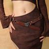 Vintage Cowboy Waistband PU Leather Heart Hollow Belt Simple Cowgirl Buckle Belt  Dress Decoration