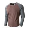 Men'S Fashionable Lapel Color Blocking Shirt Casual Long Sleeve Top