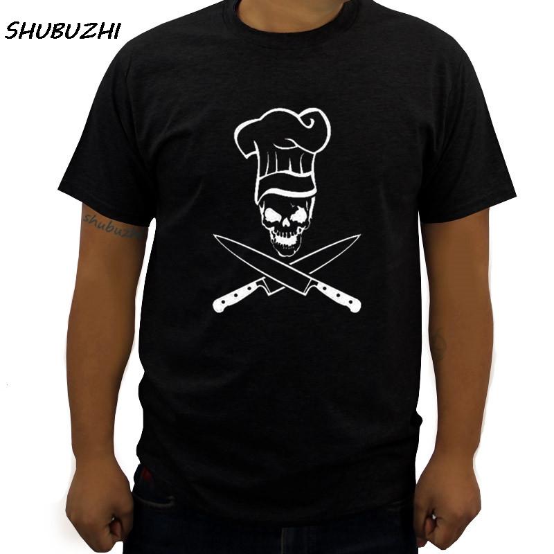 

summer black men tshirt Chef Skull Grill Master Diet Culinary Grilling BBQ Apron Cooking Hat plus size 3XL mens tee shirt homme 4XL