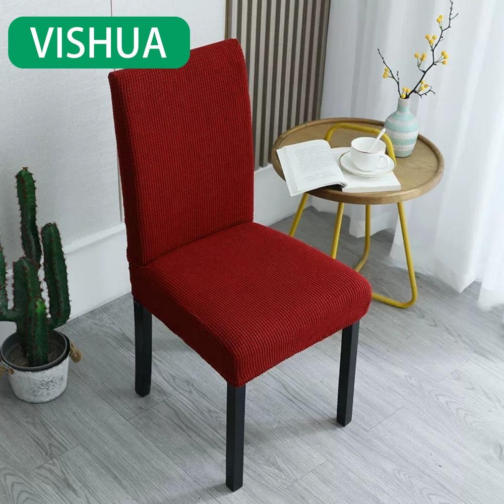 Universal-Passform Stretchstoff Stuhlbezug mit verdicktem Kissen für Esszimmerstühle und Hocker