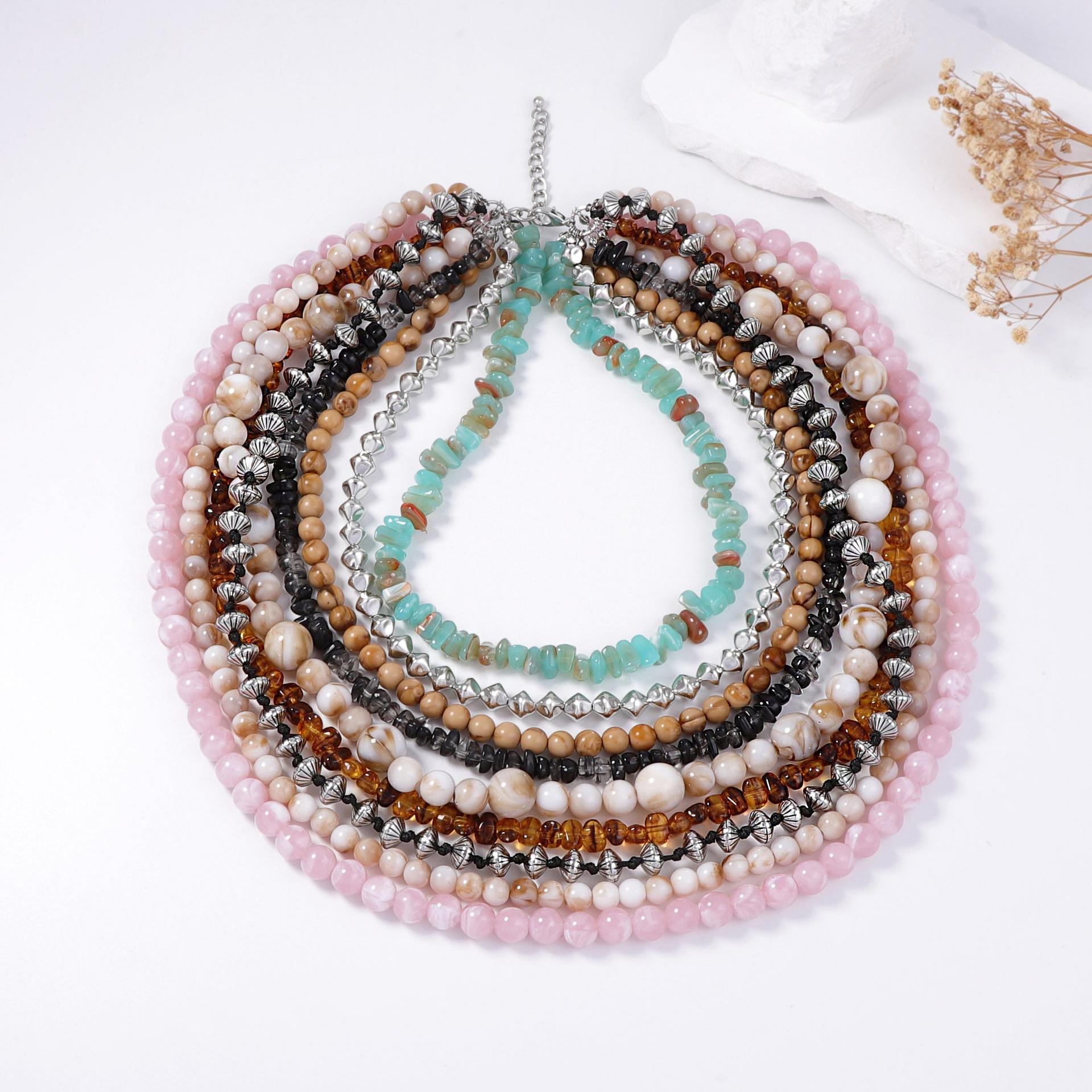 22646 Women's Light Personality Fashion Luxury Bohemian Color Multi-Layer Beaded Necklace Versatile Casual High Sense