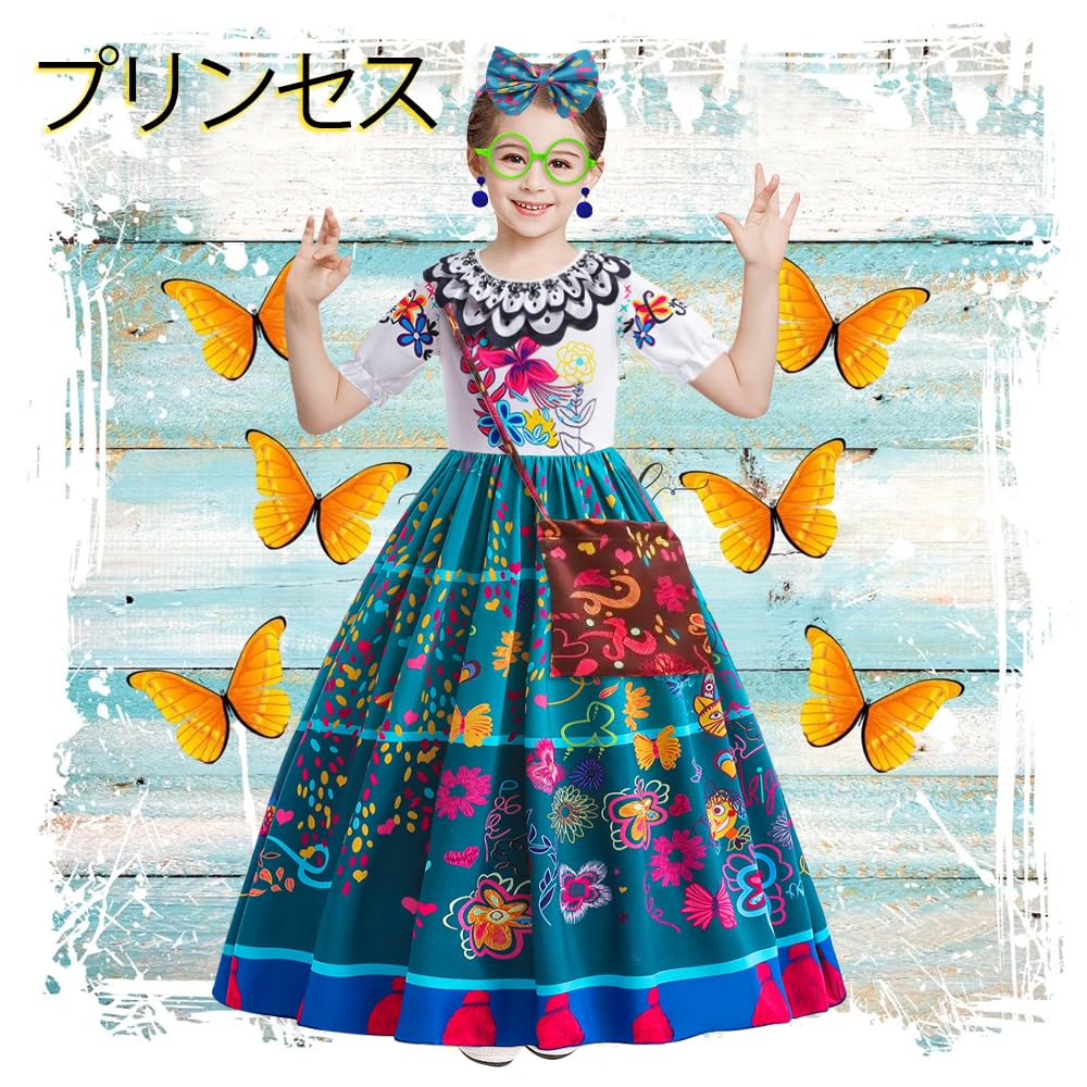 Mirabelle Princess Dress for Mirabelle Dress for Mirabelle Dress with Shoulder Headband and Mirabelle Kids Mirabelle Encanto Cosplay Suitable for