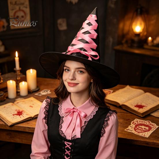 Classic Wizard Character Headwear Halloween Witch Hat, Reusable Oxford Cloth Pointed Stage Performance Costume Hat for Costume, Carnival, Masquerade,