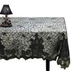 Halloween Tablecloth - Gothic Black Lace Spider Web Table Cover for Halloween Masquerade, Scary Movie Nights Decorations 53x68in