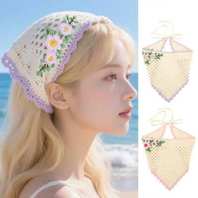 Blumen-Haartuch Stirnband Bandana Haarband für Damen Strick Dreieckstuch Turban-Stirnbänder Haar-Accessoires