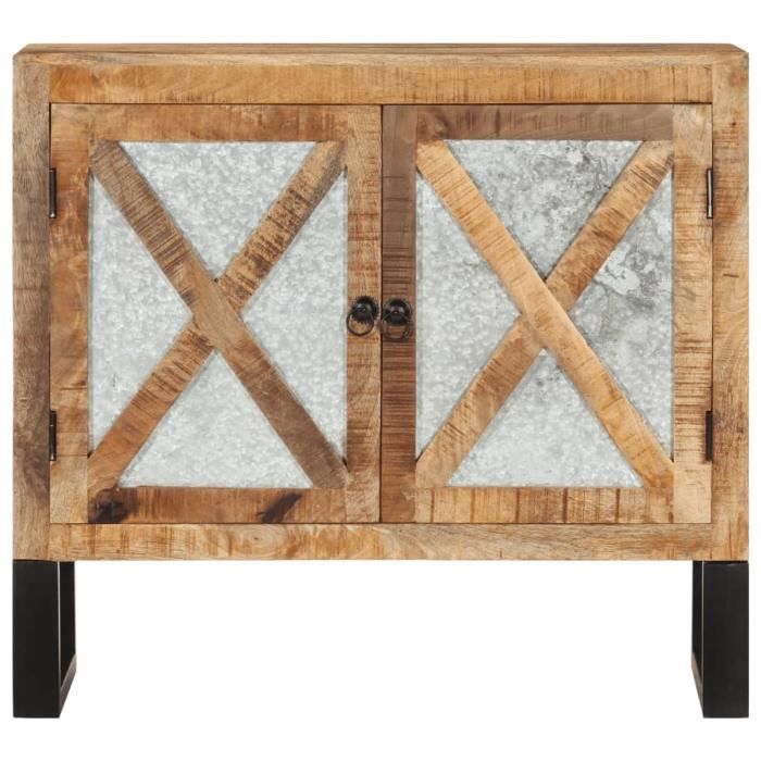 VidaXL Buffet 80x30x71 cm bois de manguier brut massif et métal 355842
