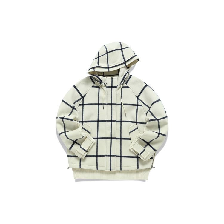 Fila Color Block Plaid Hooded Jacket Women Jackets Milk-White F11W144708F-IV
