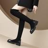 Autumn and winter women's thick-soled over-knee boots round head medium heel large size leather boots sleeve suede boots Korean version M