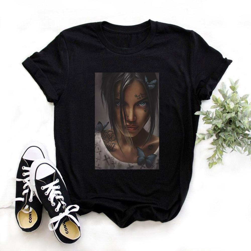 Women Black Cotton T Shirt Summer Short Sleeve Harajuku Tshirt Girl S T Shirts Black