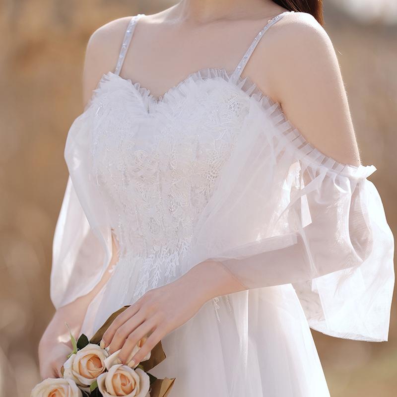 White License Dress 1011 New Temperament Short Fairy Elegant and Thin Covering Arms Daily Wear Dress