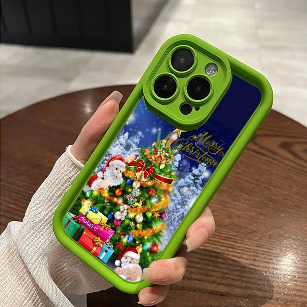 Ae119 Merry Christmas Santa art design Phone Cases for iPhone 16 14 13 11 Pro Max 15 7 8 6 Plus 12 mini XR XS Max SE Angel Eye Ladder Protective Cover