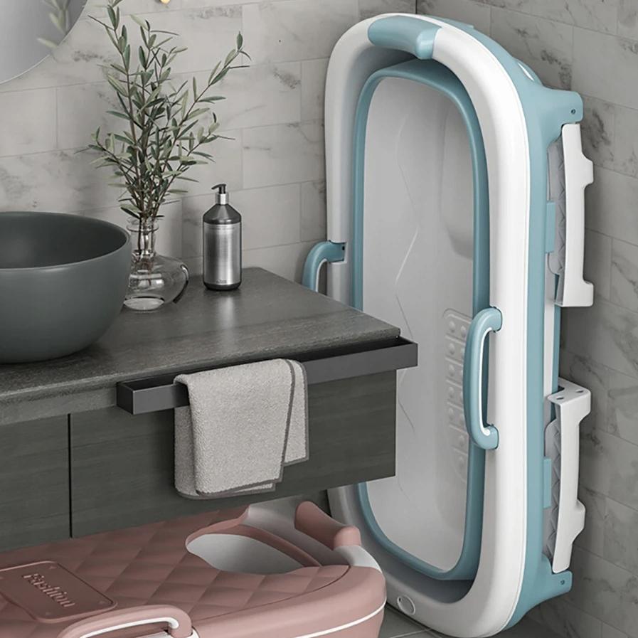 Foldable Silicone Bathtub Blue Portable Bath Home Spa 110Cm