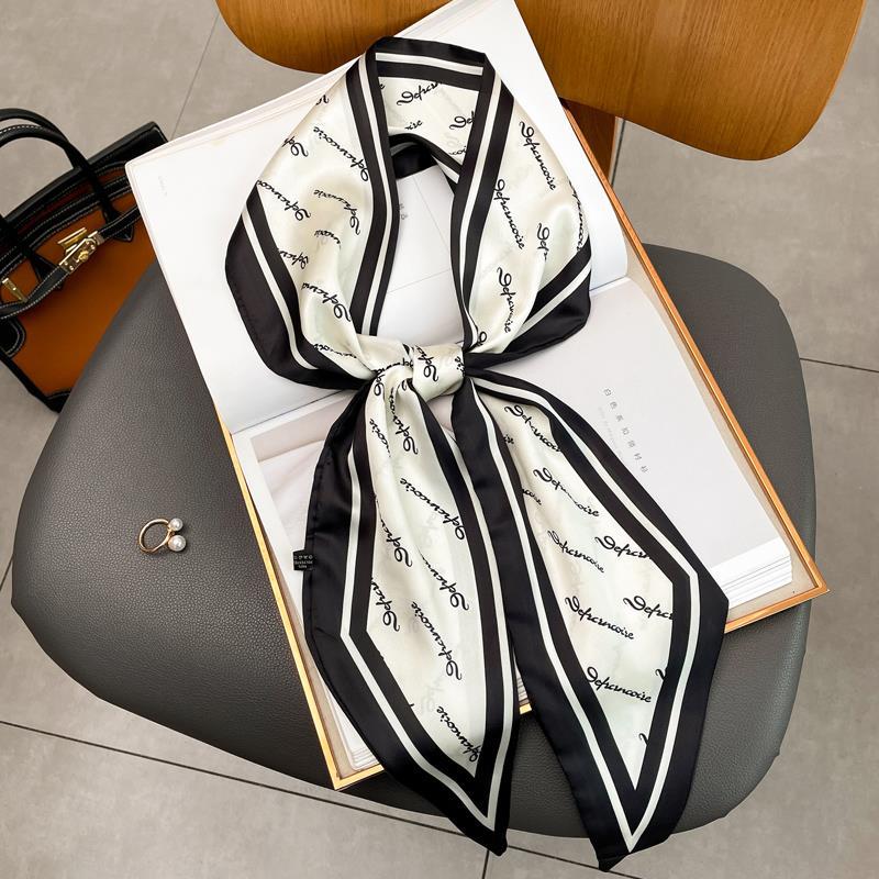 Luxury Long Silk Scarf Female Floarl Print Thin Narrow Scarf Bag Hair Band Ribbon Scarfs Women Neckerchief 15*150cm