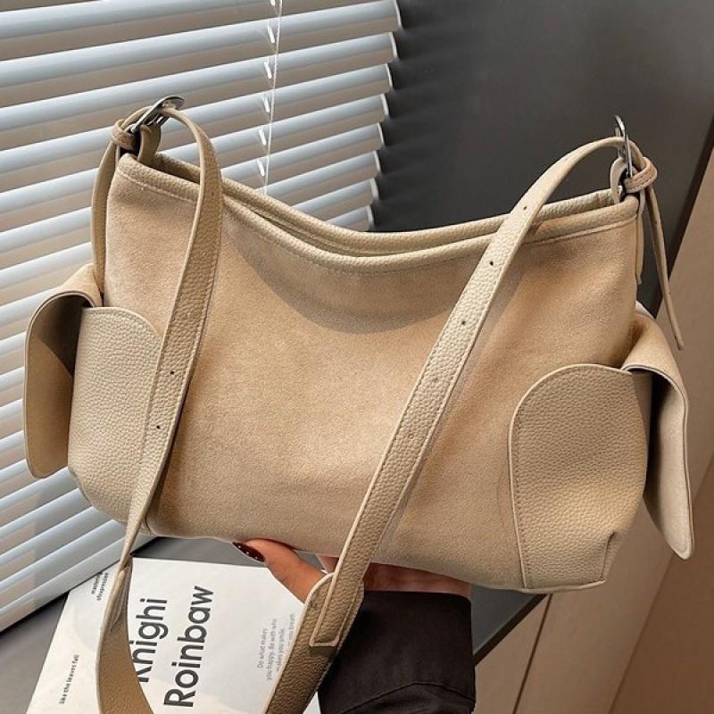Suede Womens Tote Bag Large Capacity Crossbody Shoulder Urban Minimalist Style