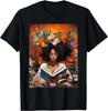 Camiseta 100% Algodão História Negra Livro de Leitura Educado Rainha de Melanina Mulheres Afro