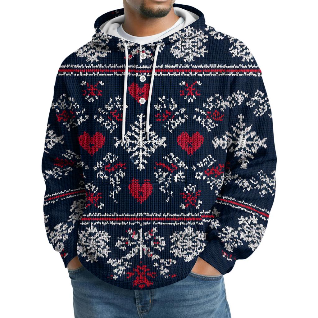 Men's Knit Hooded Sweatshirt Casual Long-Sleeve Sweatshirt