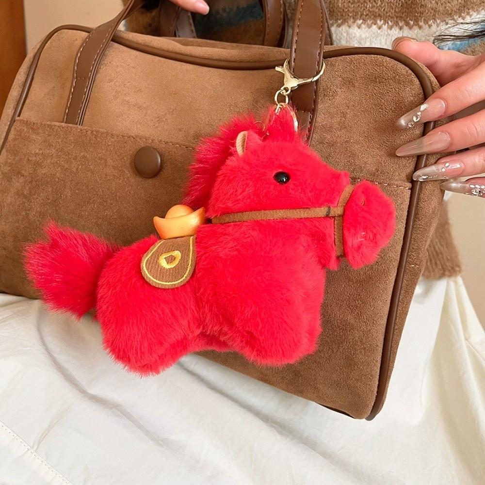 Creative Yuanbao Pony Pendant Cute Mascot Dolls Stuffed Animal Keyring Chinese Style Good Luck Zodiac Pony Figurine