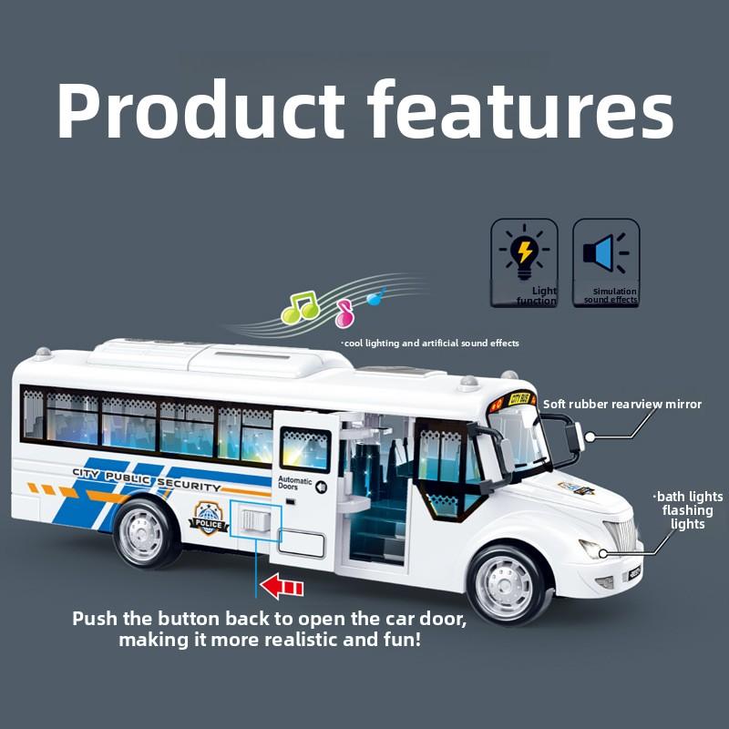 Public Bus Plastic Playset With Sound And Light Function Kids Model Simulation
