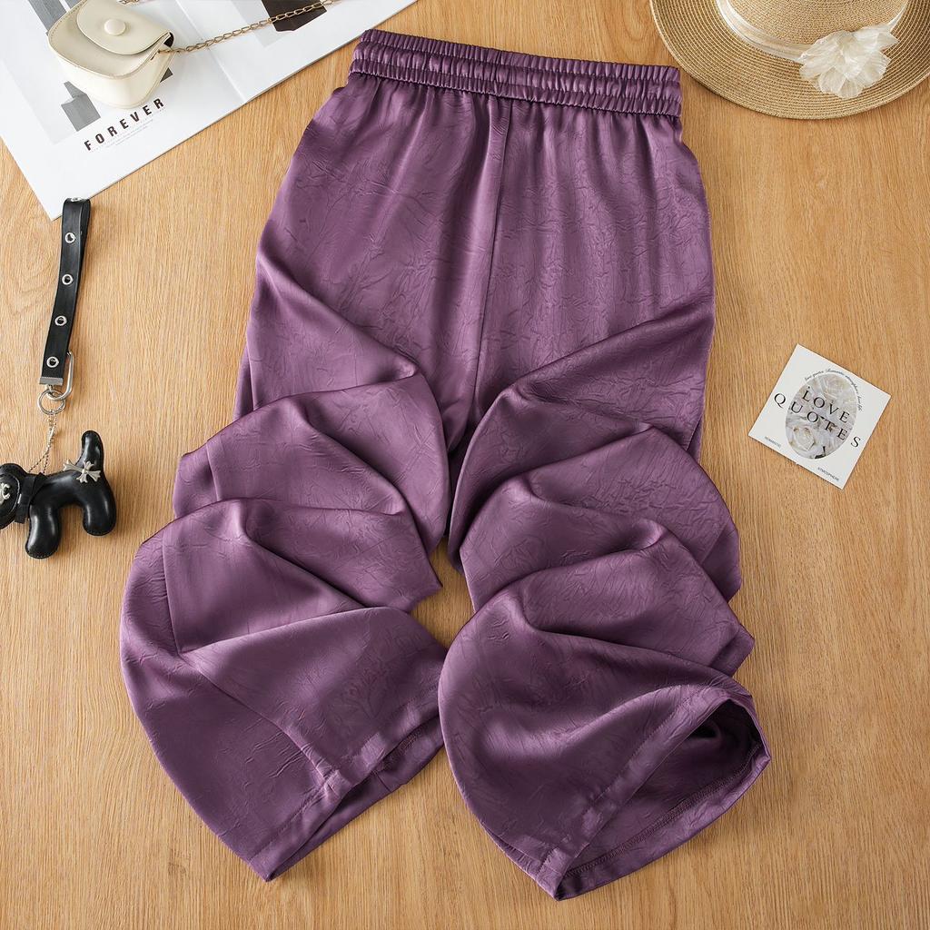 Fashion loose drape casual pants women's summer thin 1116 new ice silk cool straight pants breathable wide-leg pants