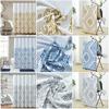 Shower Curtain Geometric Print Waterproof Bathroom Curtains with Hooks Classic Style White Fabric for Toilet 200cm Retro Decor