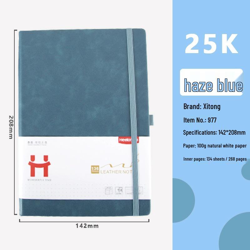 Xitong A5 Leather Notebook - Thick, Ink-Proof, Hard Cover with Page Numbers