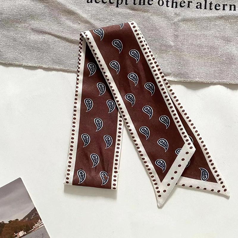 Luxary Brand Design Flower Print Silk Scarf for Women Fashion Hair Headband Foulard Lady Skinny Bag Scarves Neckerchief Tie