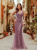 Ever-Pretty Women's Classic Double V-Neck Sequin Fishtail Maxi Dresses Evening Gowns