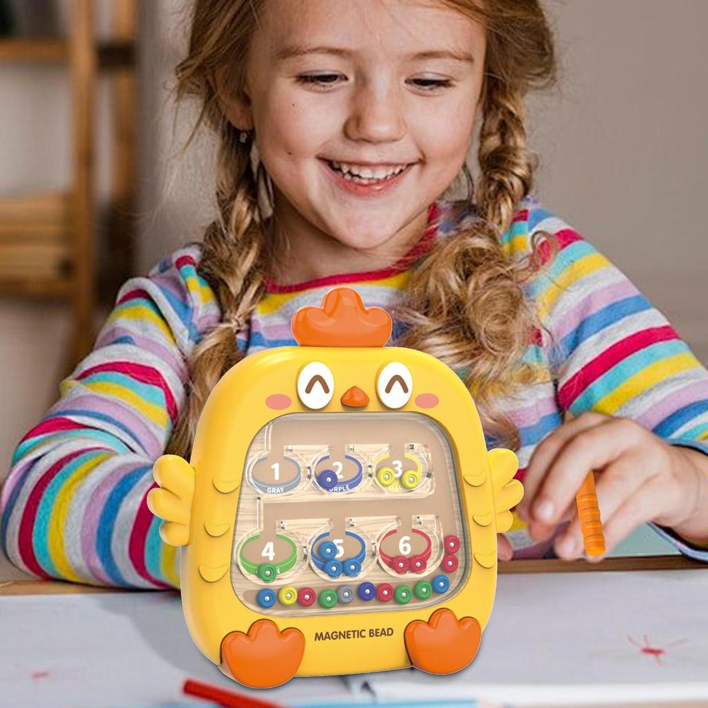 Montessori Magnetic Color Sorting Number Maze Board Pen Moving Bead Games Fine Motor Skills Educational Toys for Kids Boys Girls