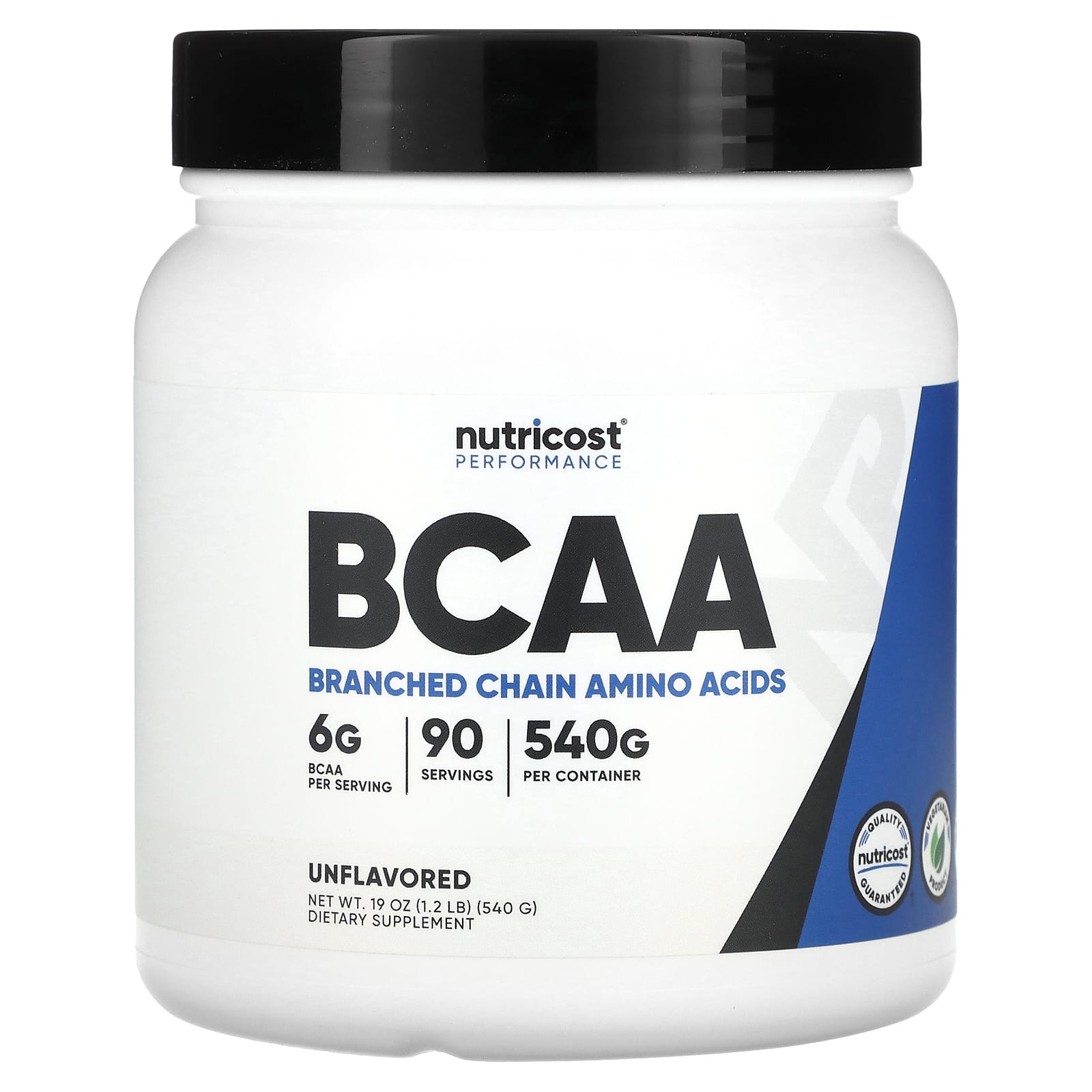 

Nutricost, Athletic Performance, BCAA, Unflavored, 1.2 lb (540 g)