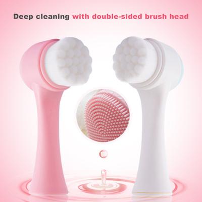 Face Brush Double Side Massage Portable 3D Hot Silicone Skin Care Cleansing Tool for Unisex
