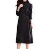 SECOND ROOTS Knit Dress with Waist Heart Solid Perfect for and Buttons, Design, Color, Knee-Length, Fall/Winter, Dates, Outings, Loungewear, Black,
