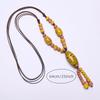 JMXD-ethnic Style Ceramic Necklace, Hand-woven Knotted Beaded Rope Chain, Non-fading Sweater Chain
