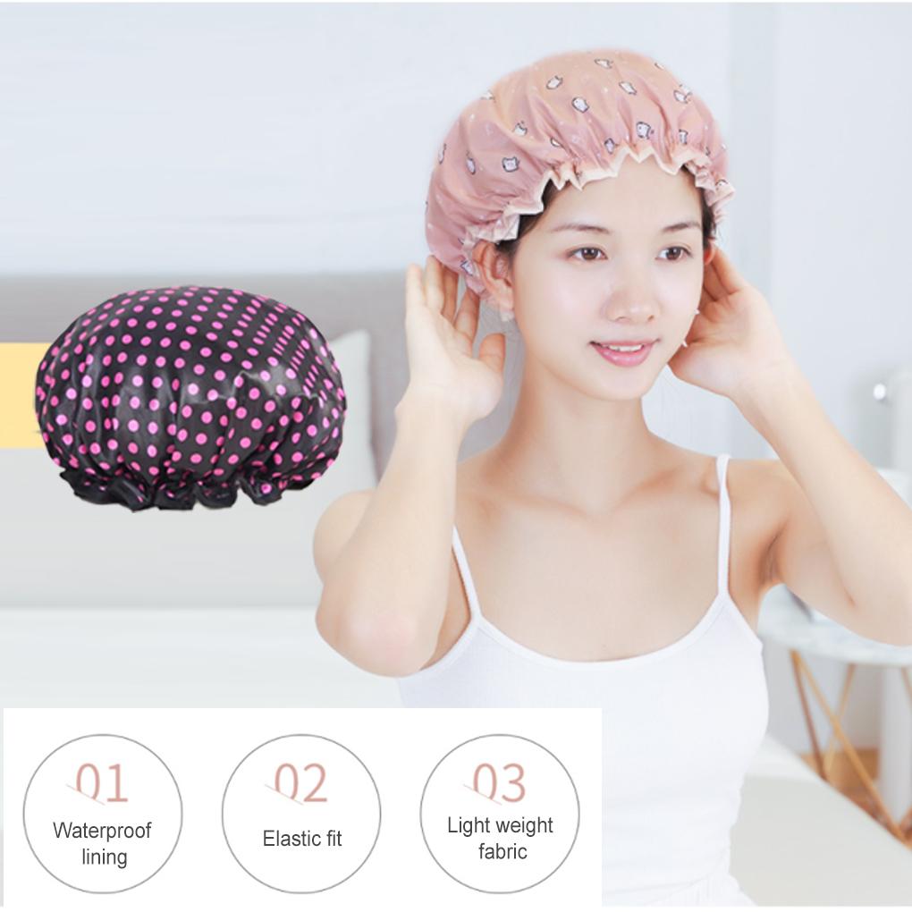 Female Sleeping Hat Supplies Bathroom Double Layers High Shower Hair Caps Oil-Proof Dust-proof Girl Head Cover Using