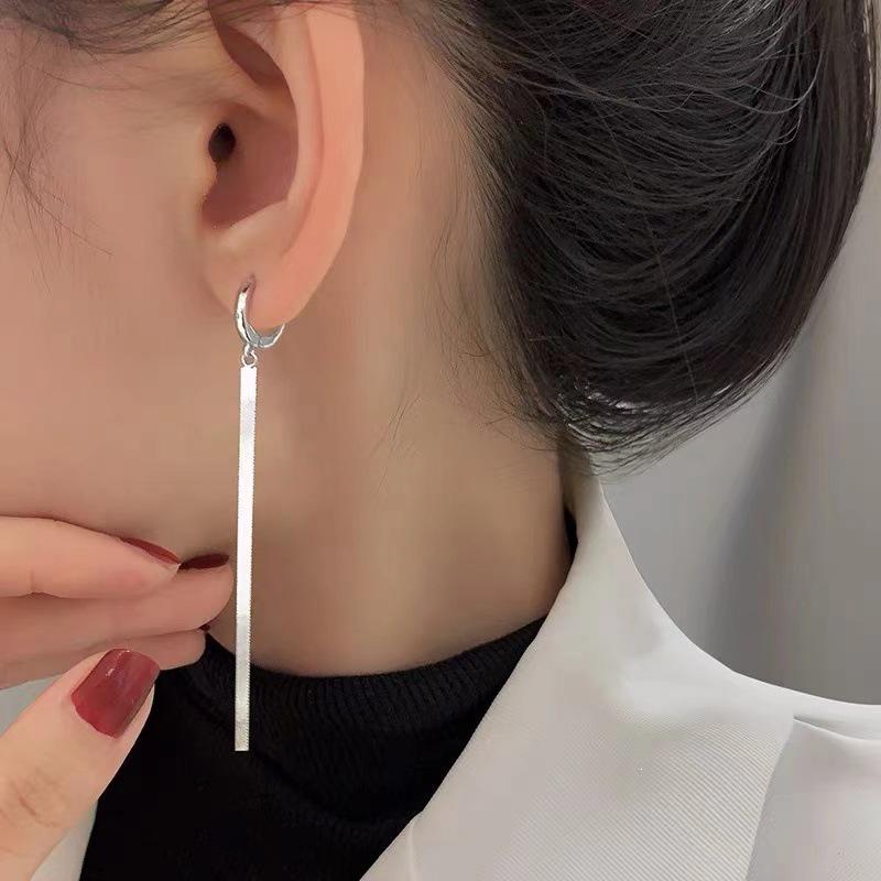 925 Sterling Silver Blade Chain Dangle Earrings - 2024 Trendy Long Cool Style