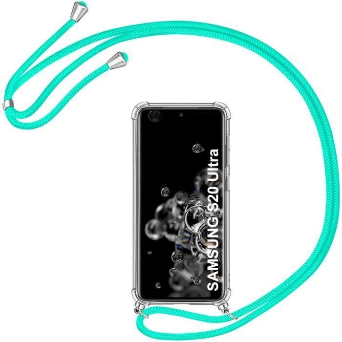 Coque de protection - BOOLING - pour Samsung S20 Ultra - Transparente - Cordon de collier - Vert