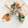 Hair Tie Floral Print Bunny Ear Design Hair Rope High Elasticity No Damage Bun Half-Tied Hairstyles Ponytail Holder Hair Accessory